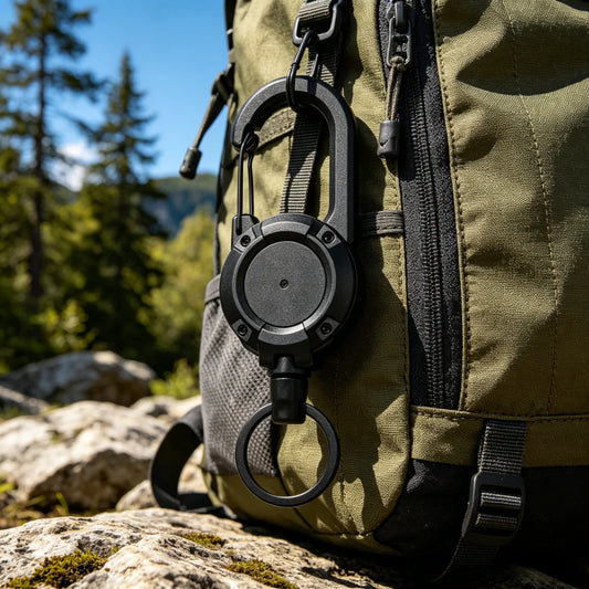 Retractable Heavy Duty Wire Rope Key Chain With Carabiner Buckle