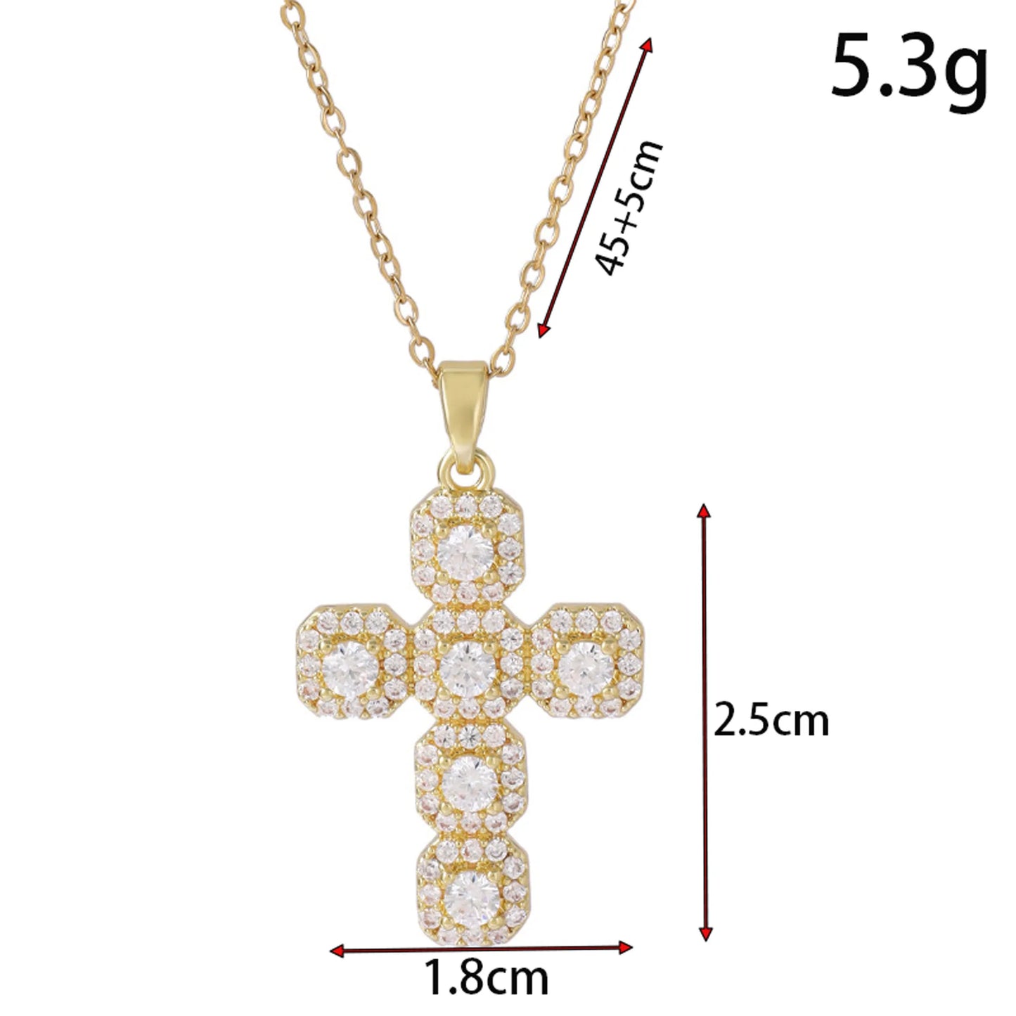 Cross Pendant Necklace With Moissanite Stone And Silver Chain