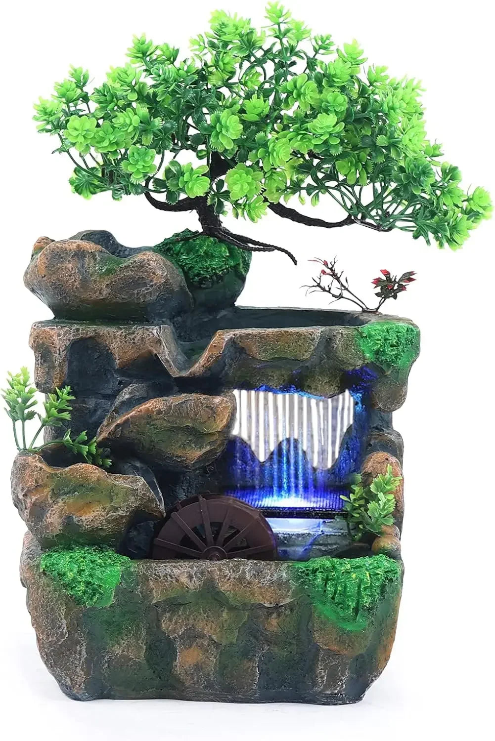 Indoor Waterfall Meditation Fountain With Automatic LED Light Pump