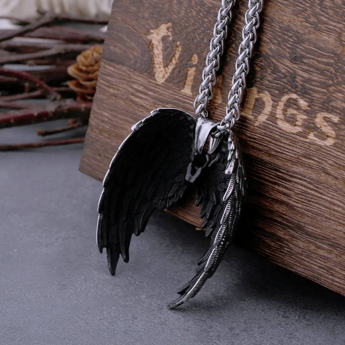 Stainless Steel Angel Wings Pendant Necklace Classic Fashion Jewelry