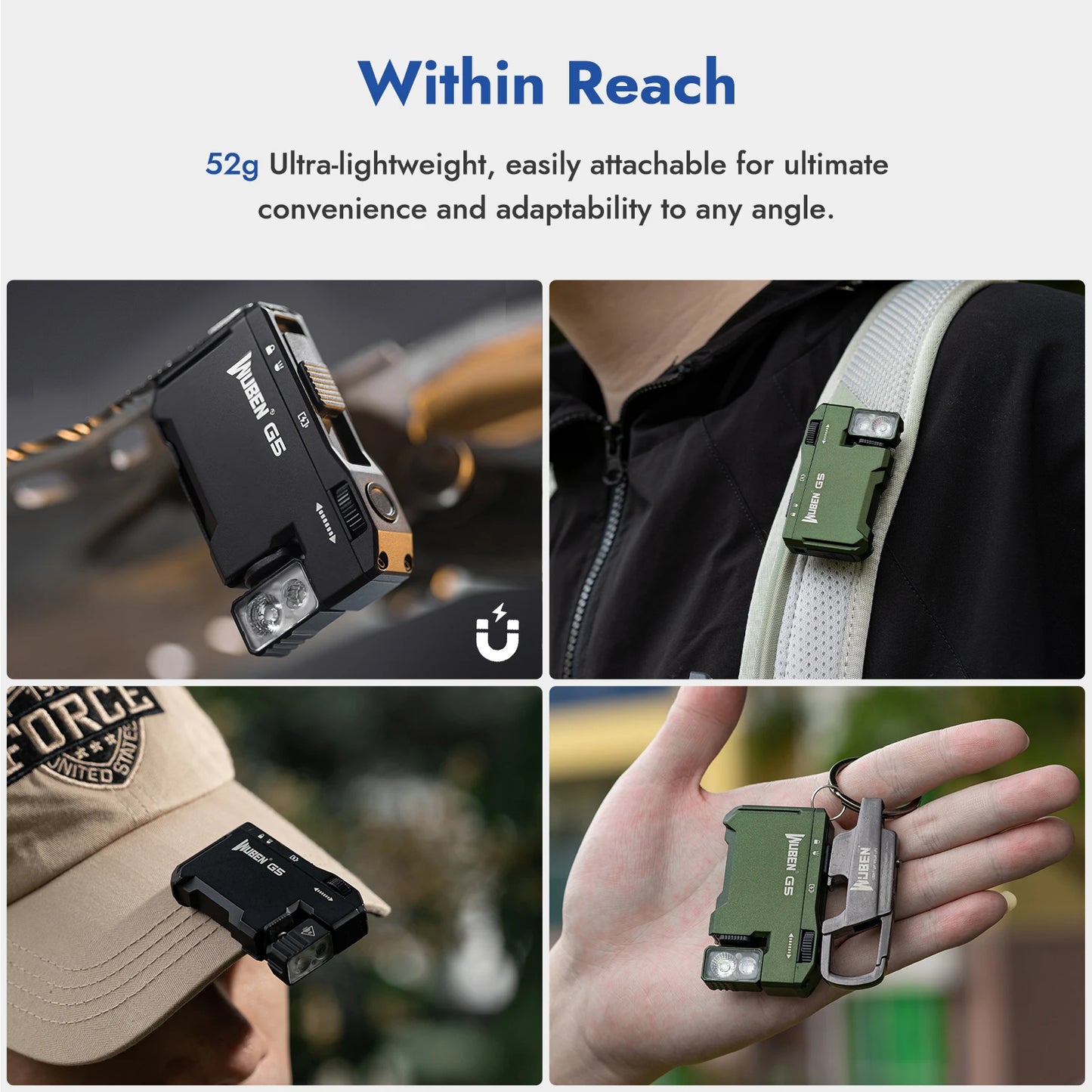 Wuben G5 Magnetic Led Flashlight Usb C Rechargeable Keychain
