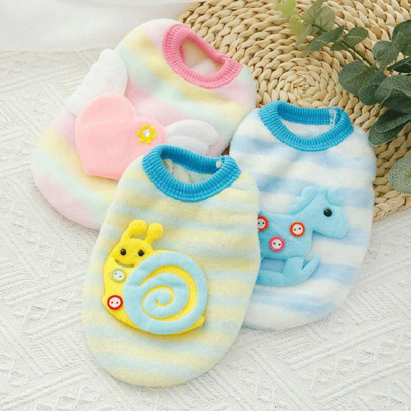 Warm Fleece Dog Sweater With Cute Print For Small Puppies