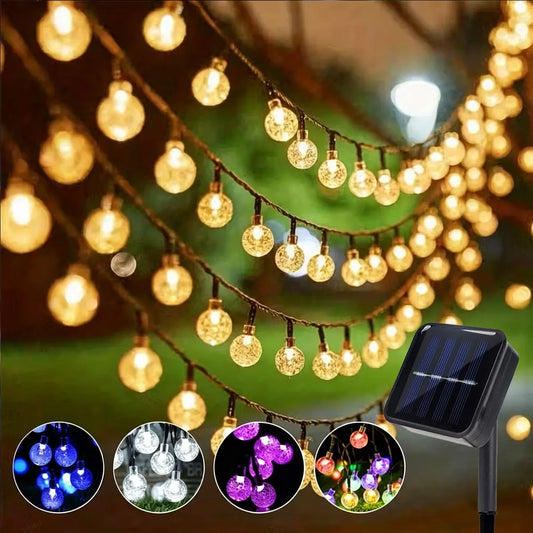 Solar Powered 100 LED Bubble Ball Outdoor String Lights Decor