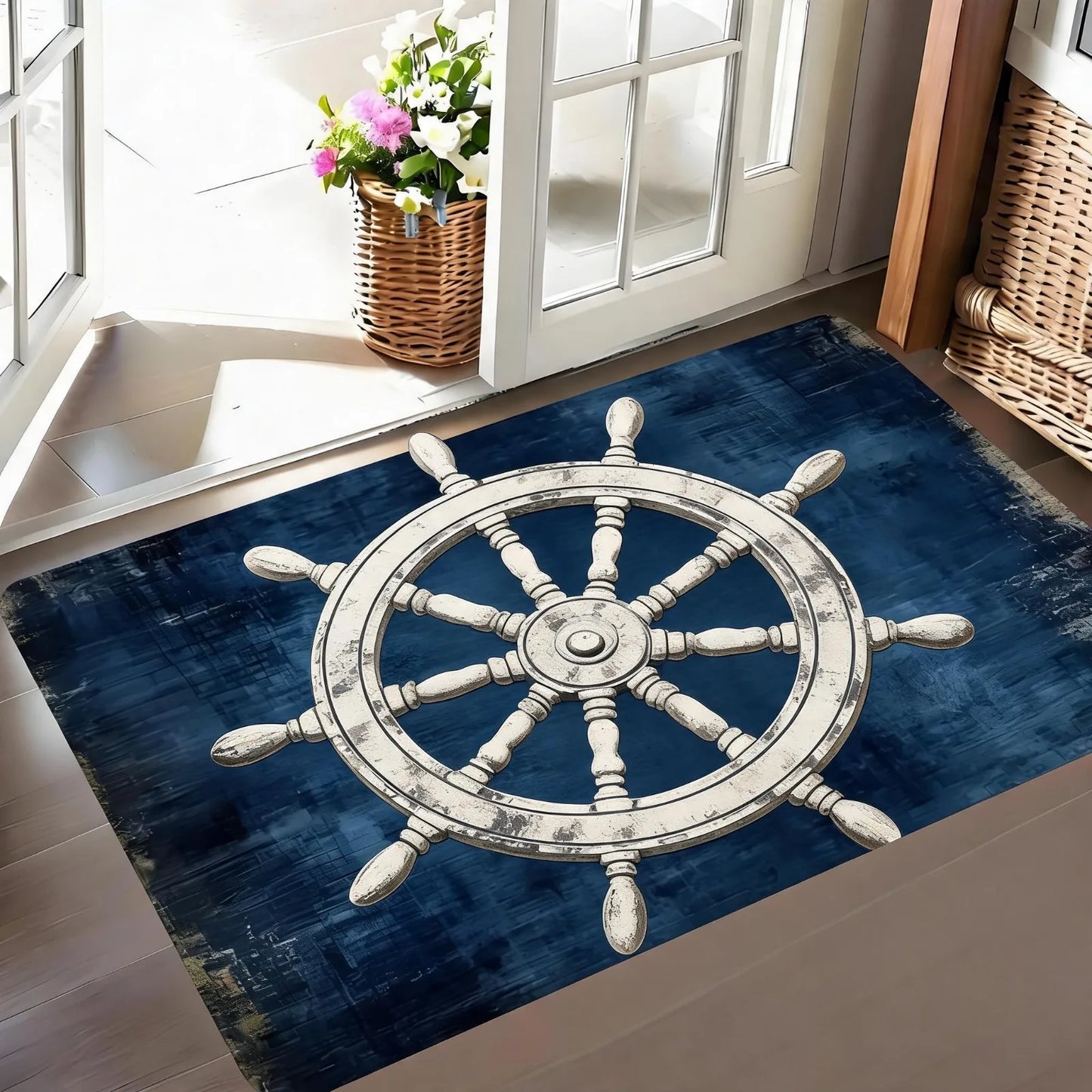 Waterproof Anti Slip Nautical Compass Pattern Door Mat