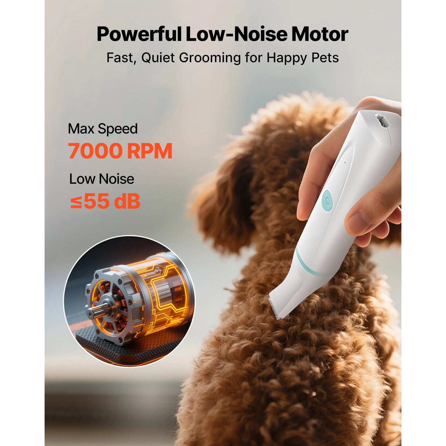 Low Noise Rechargeable Dog Clippers With Stainless Grooming Blades