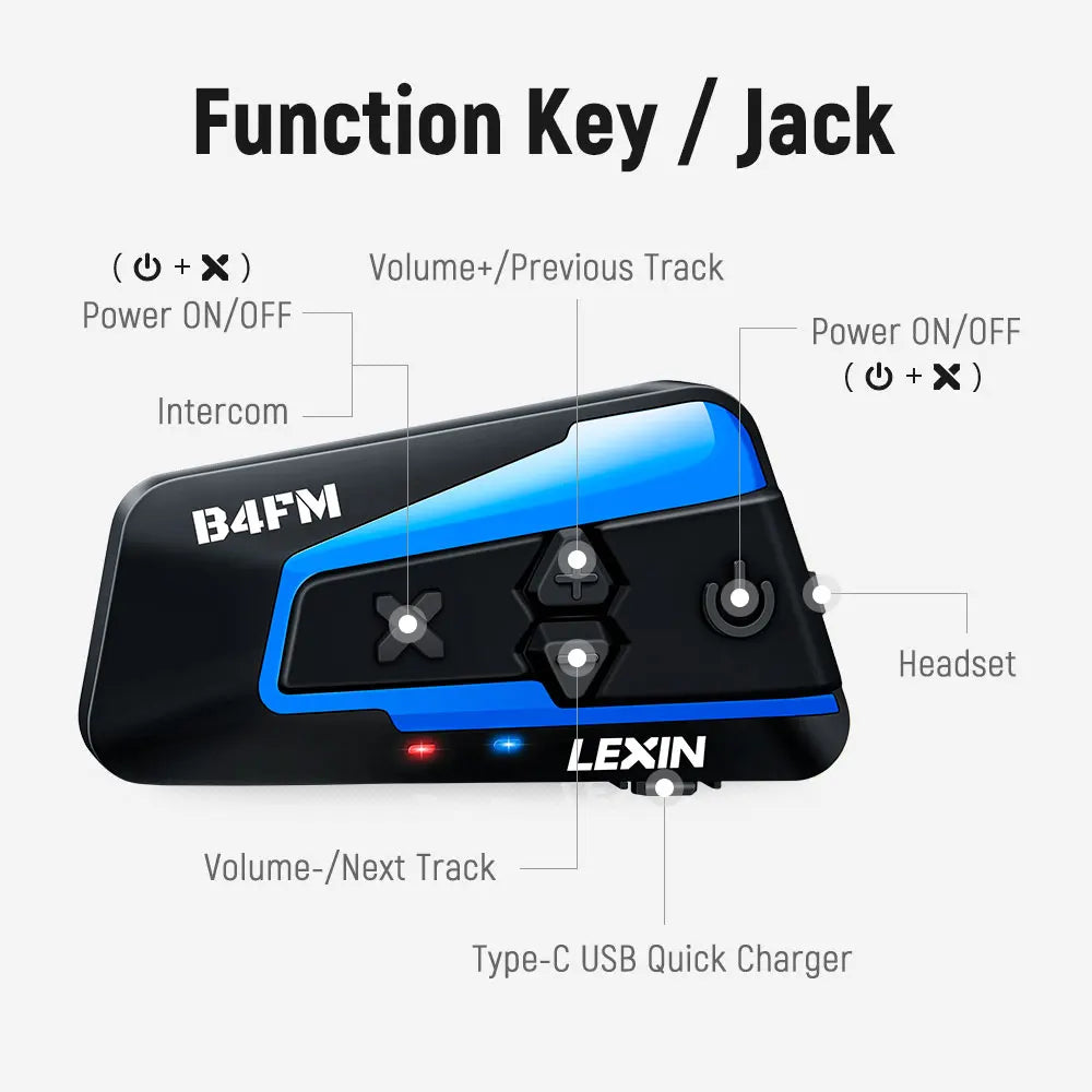 Lexin B4FMX Bluetooth 5.0 Wireless Motorcycle Helmet Intercom