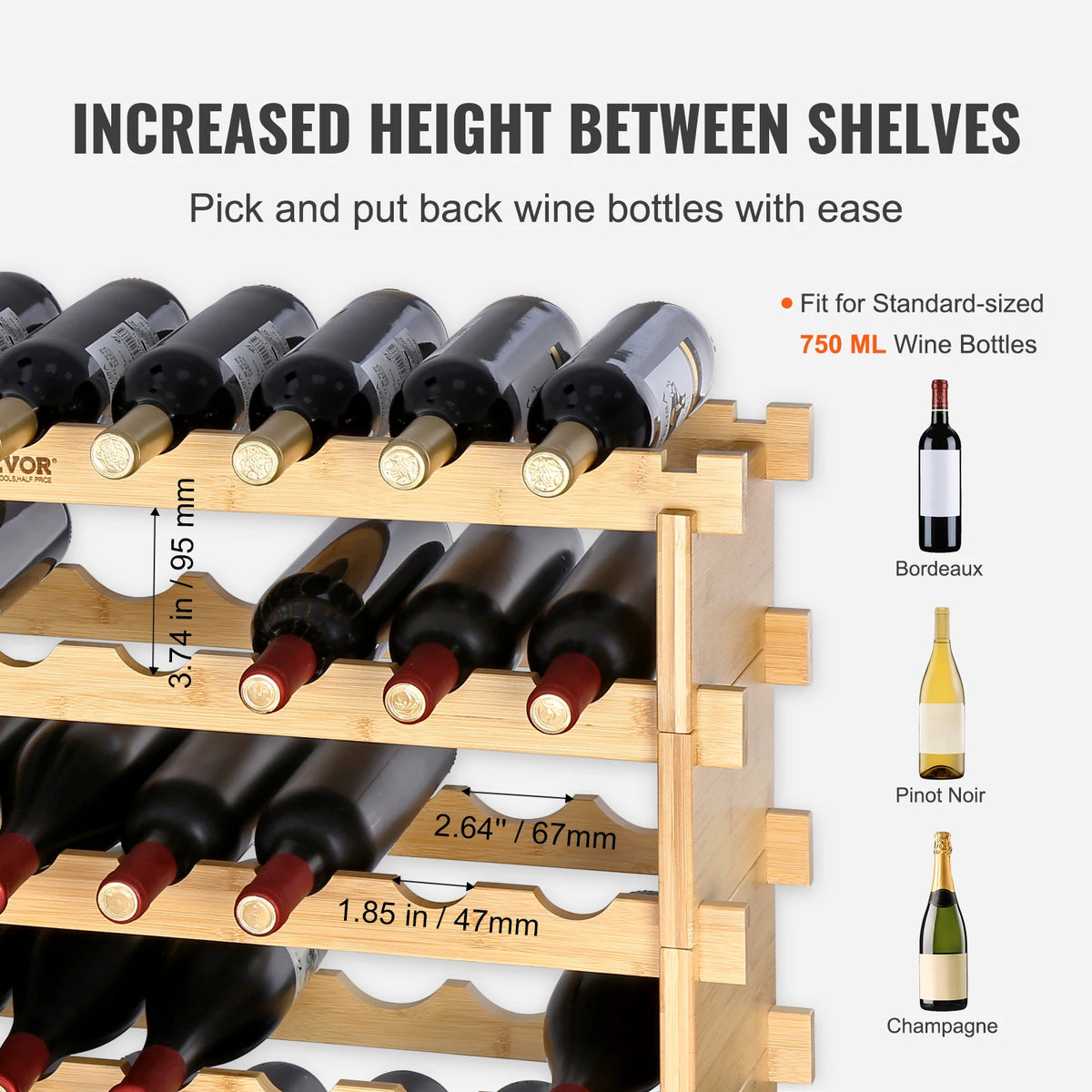 SucceBuy Stackable Bamboo Wine Rack for Stylish Home Storage