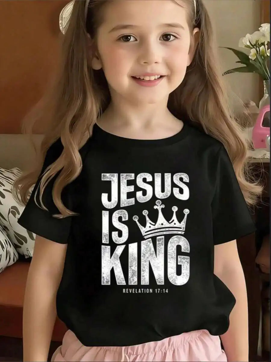 Jesus Is King Graphic Print Inspirational Cotton Tee Shirt