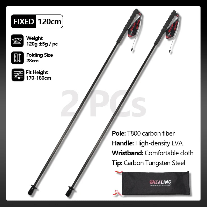 Okhealing Ultralight Carbon Fiber Foldable Trekking Poles Hiking Travel Gear