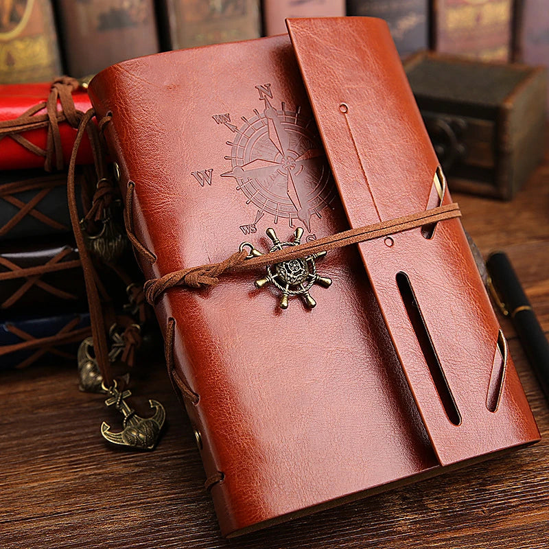 Vintage Pirate Spiral Notebook Journal With Replaceable Leather Cover