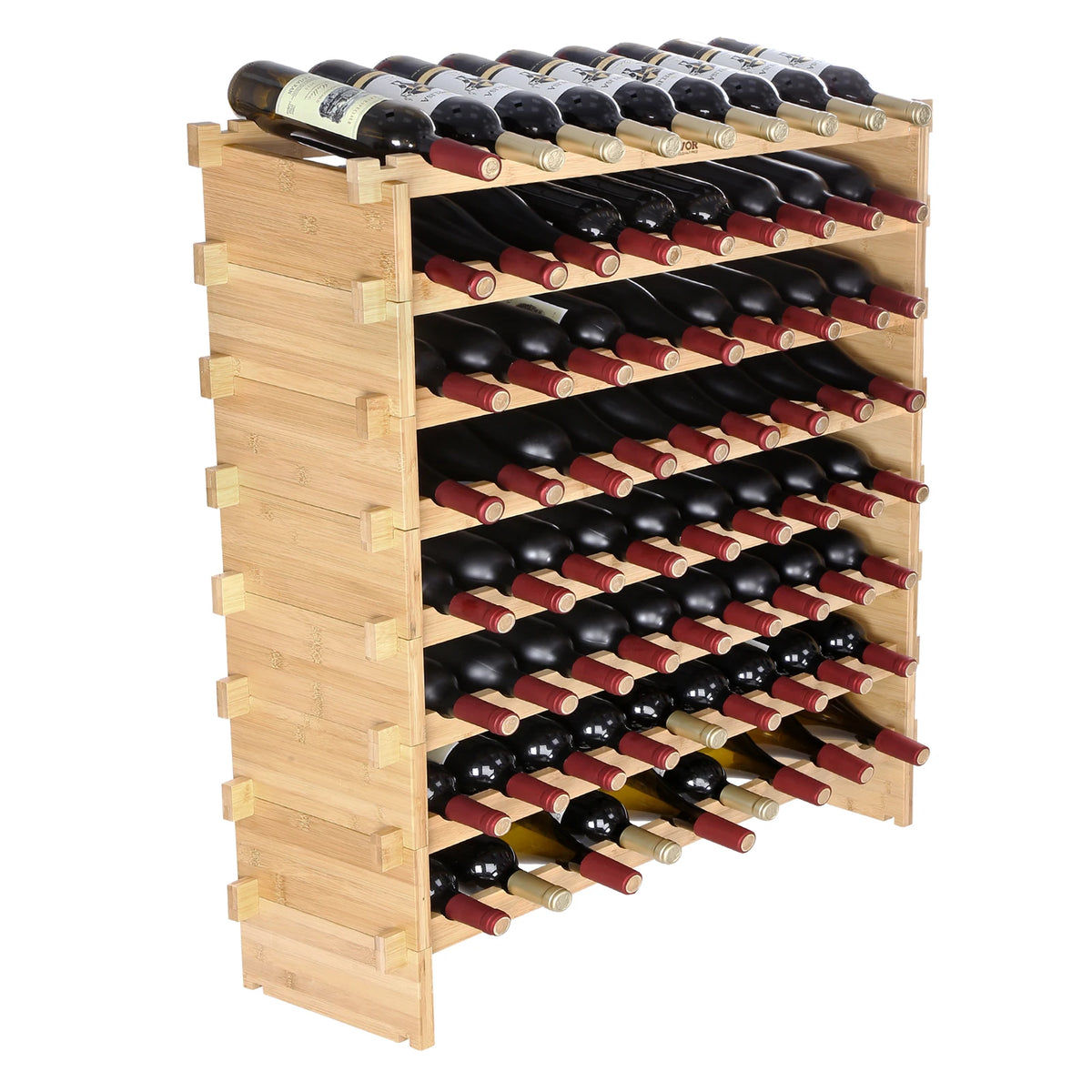 SucceBuy Stackable Bamboo Wine Rack for Stylish Home Storage