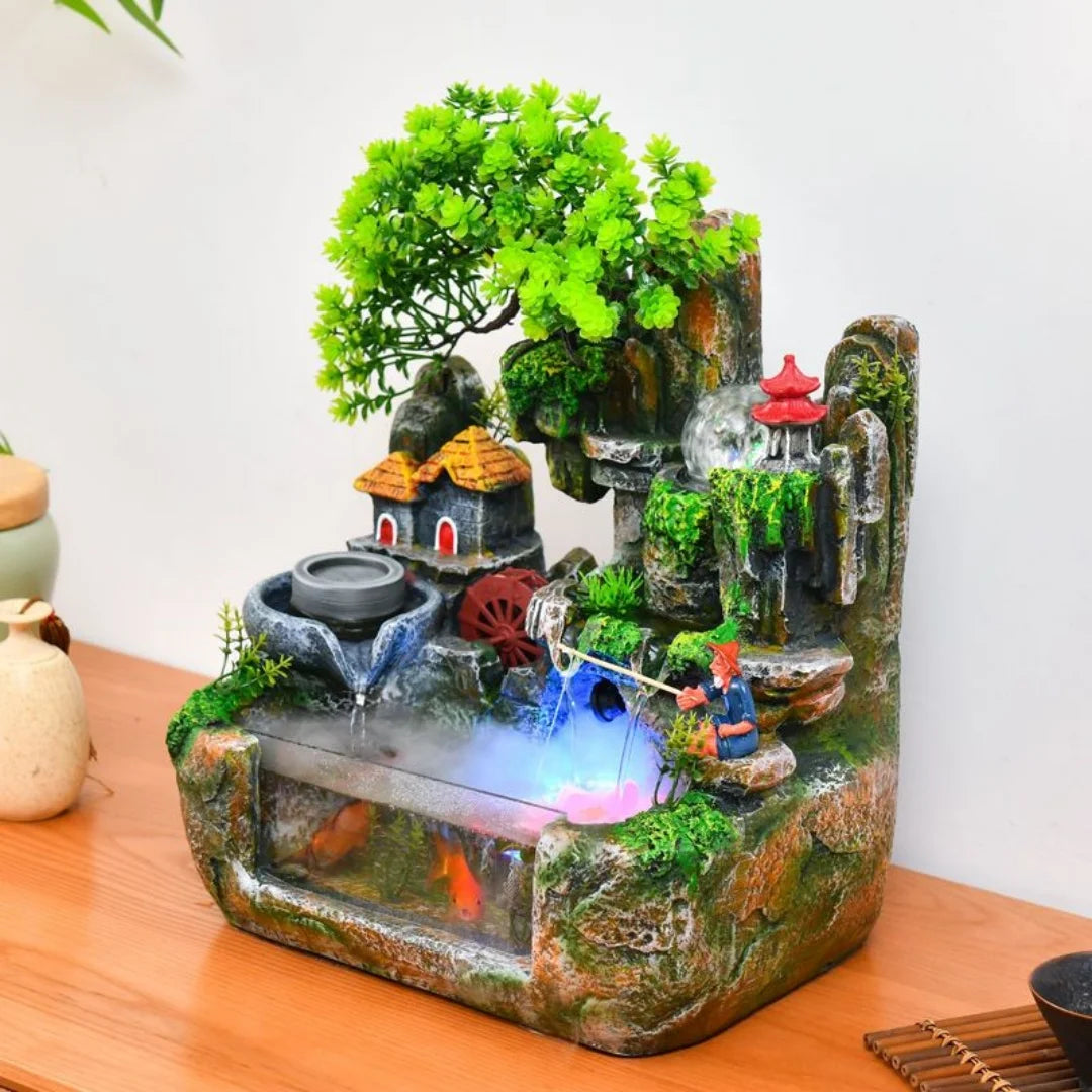 Feng Shui Money Tree Water Fountain With Resin Rockery