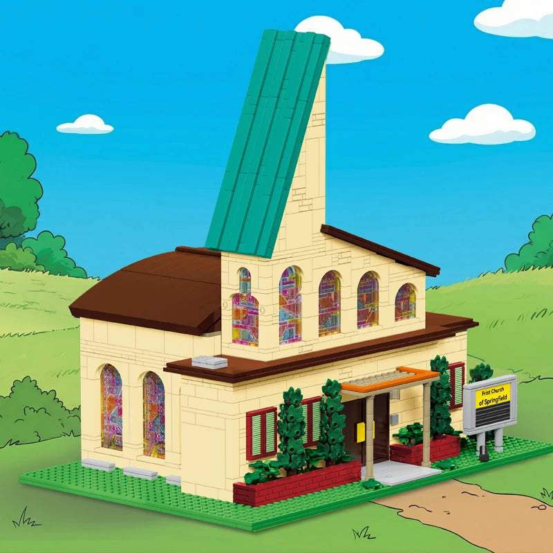 Barweer Springfield Church Architecture Building Blocks With LED Lights