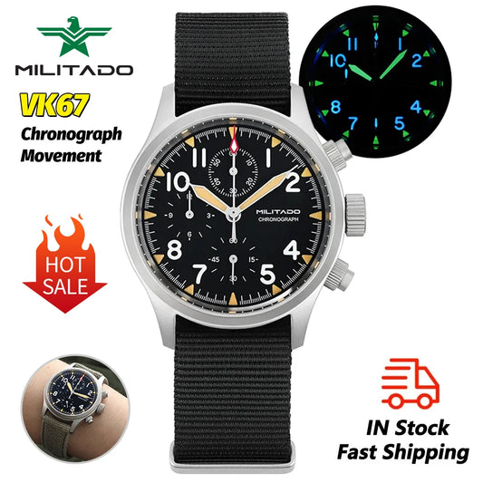 Militado Mens Sports Chronograph Watch With Luminous Markers