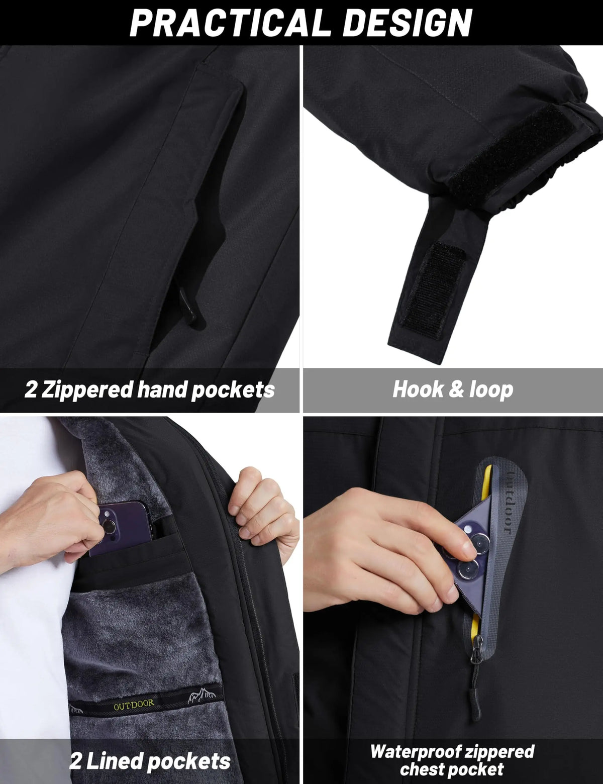Cavva Men's Waterproof Fleece Lined Winter Parka With Removable Hood