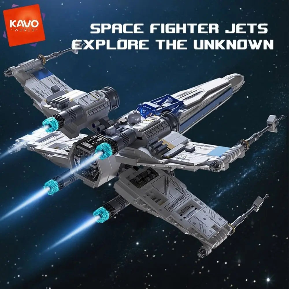 KAVOWORLD X-Wing Transformable Space Fighter Building Set With LED Lights