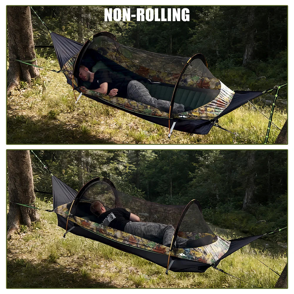 Night Cat Waterproof Camping Hammock With Mosquito Net And Rainfly