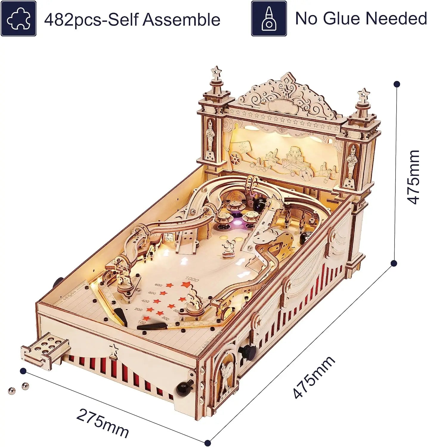 Robotime Wooden 3D Pinball Machine Puzzle Building Kit