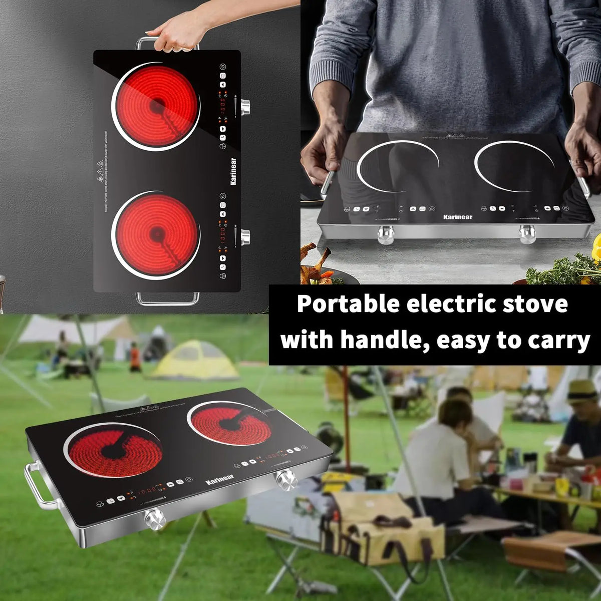 Karinear Dual Zone Ceramic Hob With Touch And Knob Controls