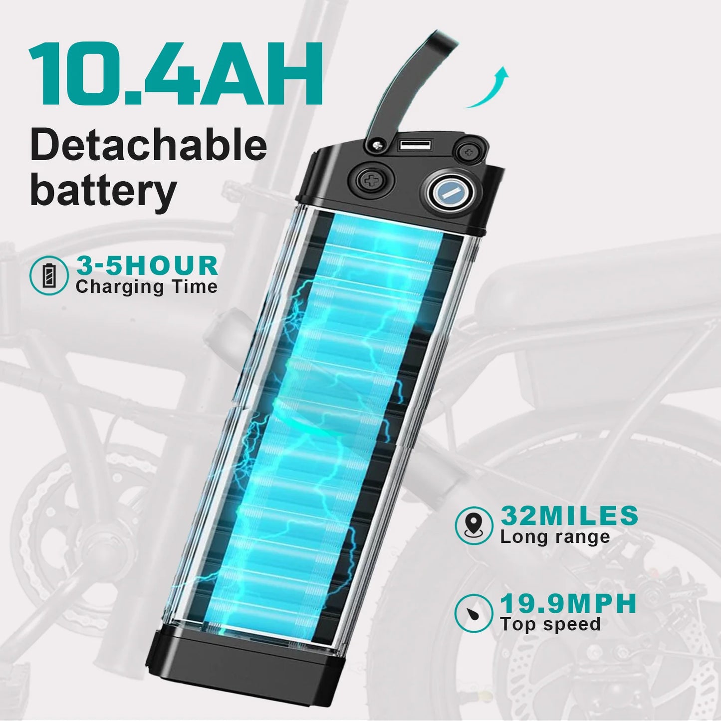 Terrosor 560W Folding Electric Bike With 48V Removable Battery