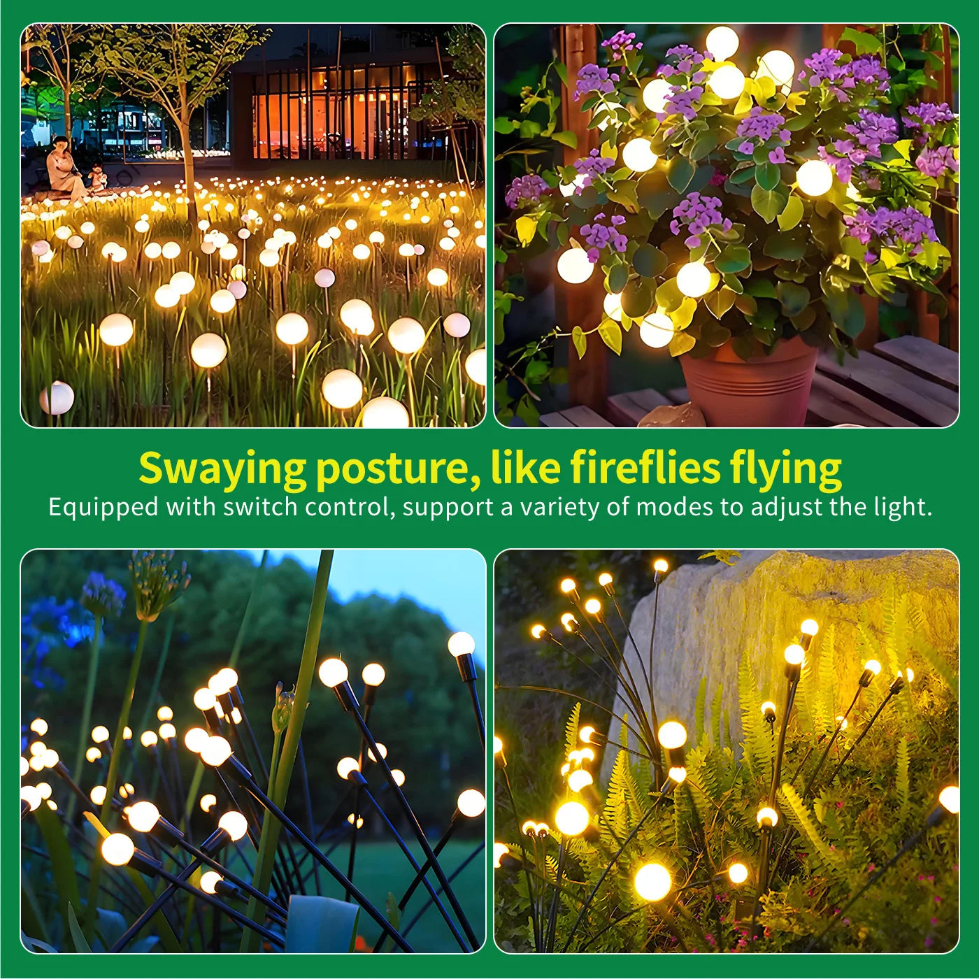 8 Head Solar Firefly Lights LED Outdoor Garden Decorative Waterproof