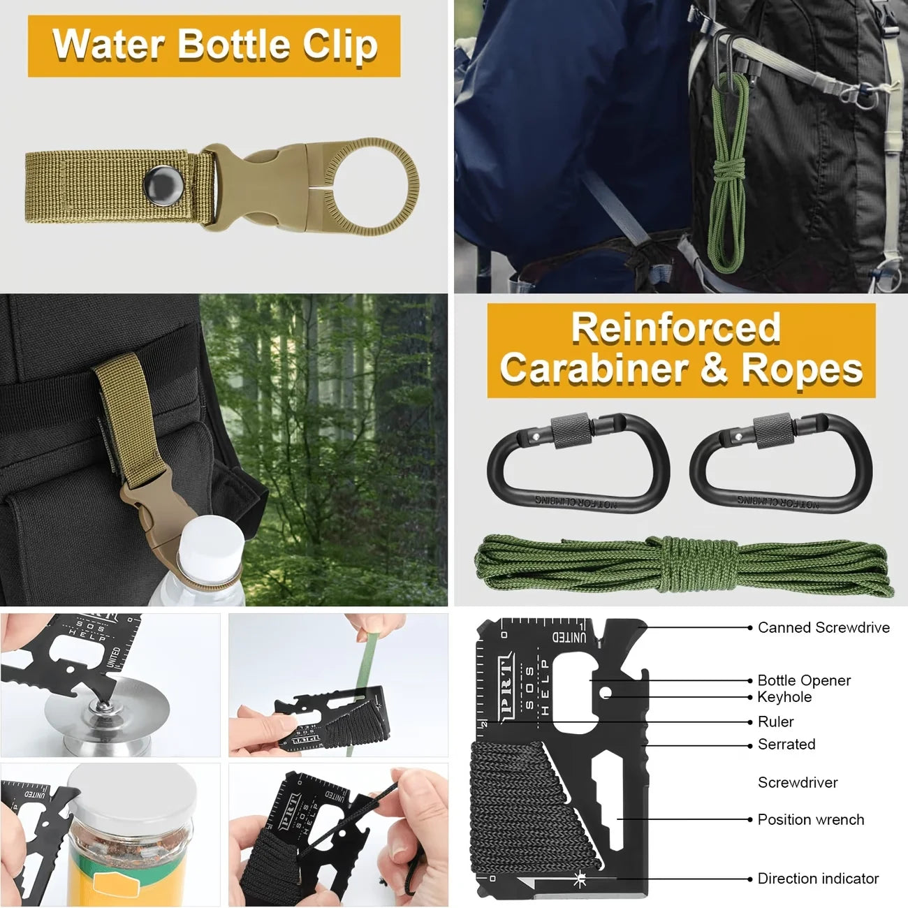 Professional Survival Outdoor Gear Set With Fire Starters For Camping