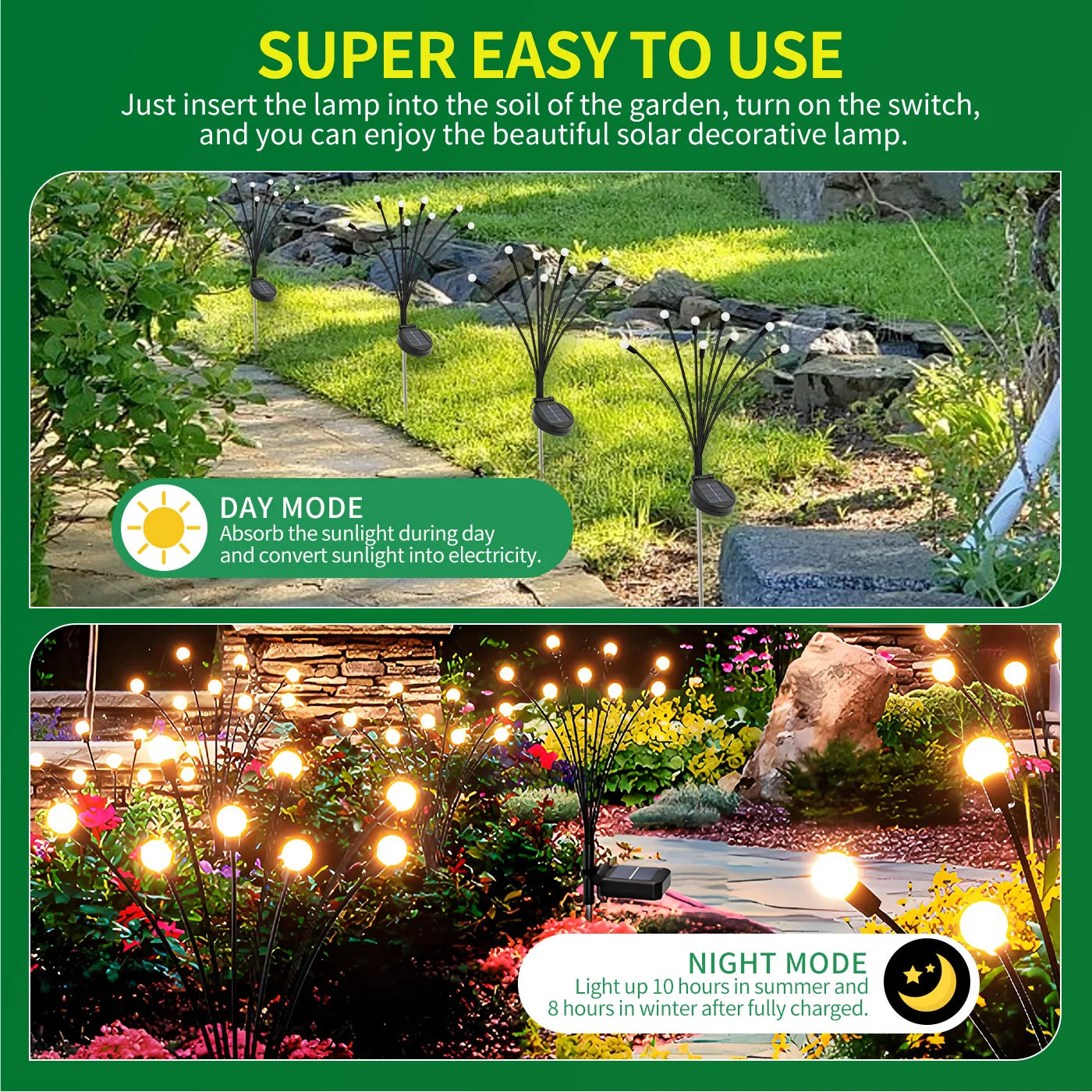 8 Head Solar Firefly Lights LED Outdoor Garden Decorative Waterproof