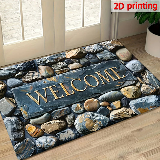 Elegant Pebble Design Silicone Anti Slip Indoor Outdoor Doormat Entrance