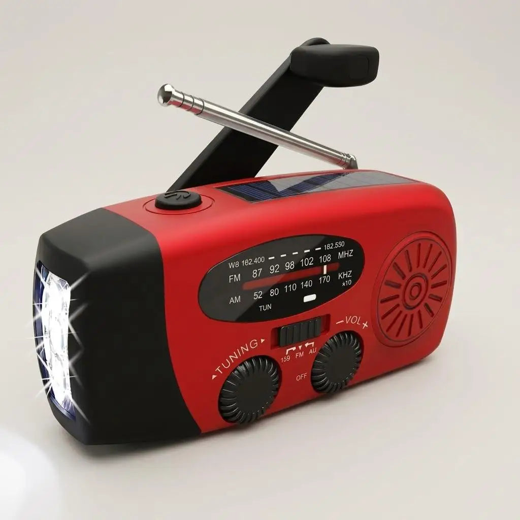 Portable Hand Crank Emergency Radio With Solar And LED Flashlight