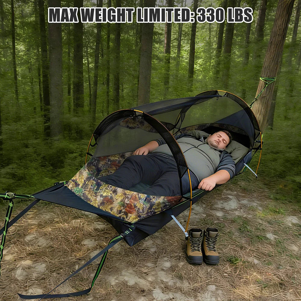 Night Cat Waterproof Camping Hammock With Mosquito Net And Rainfly