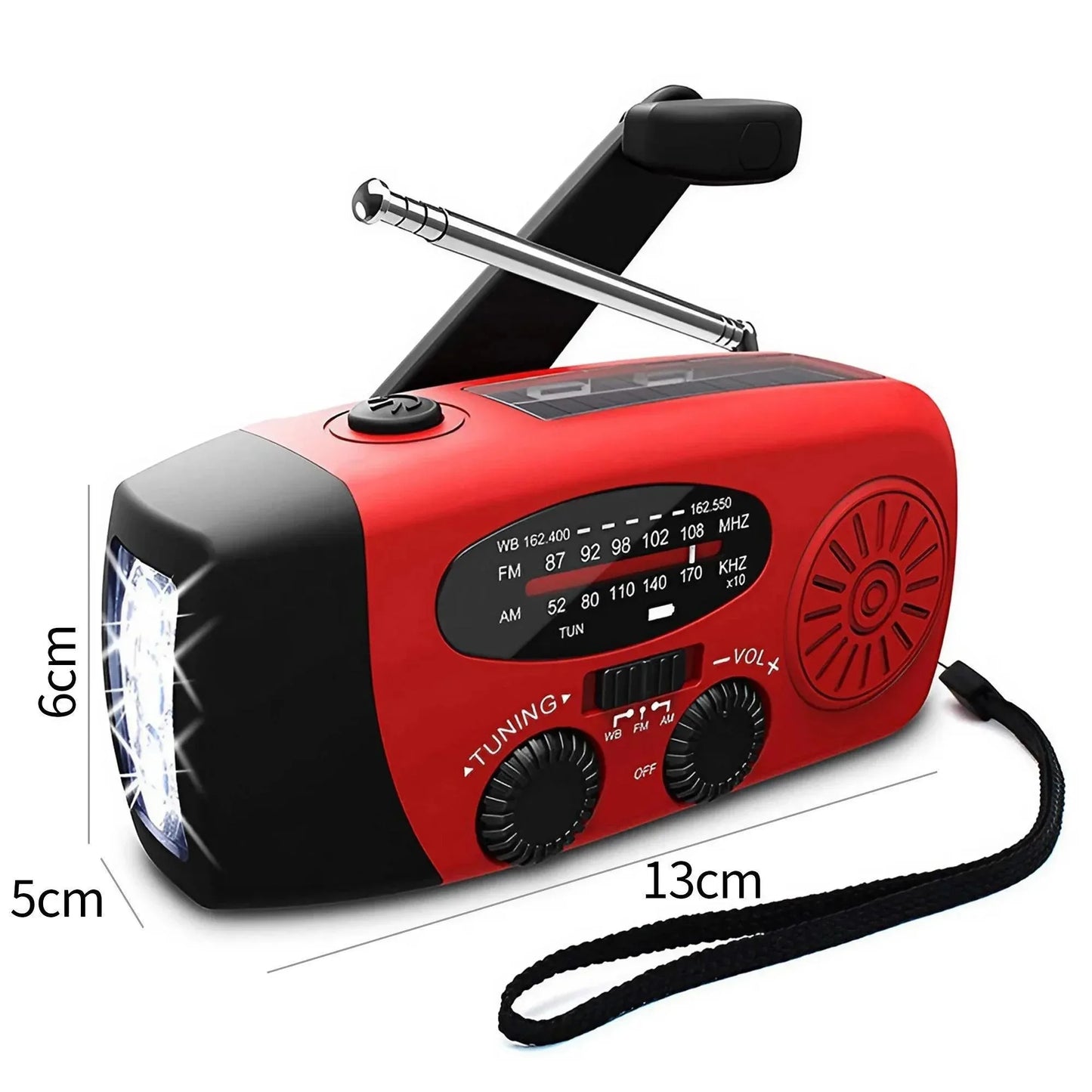 Portable Hand Crank Emergency Radio With Solar And LED Flashlight