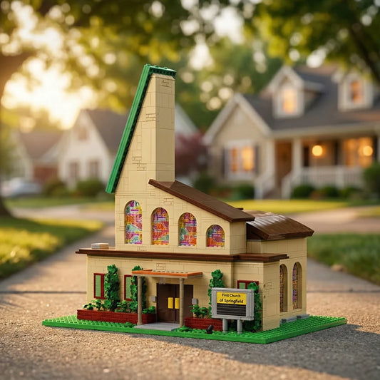 Barweer Springfield Church Architecture Building Blocks With LED Lights