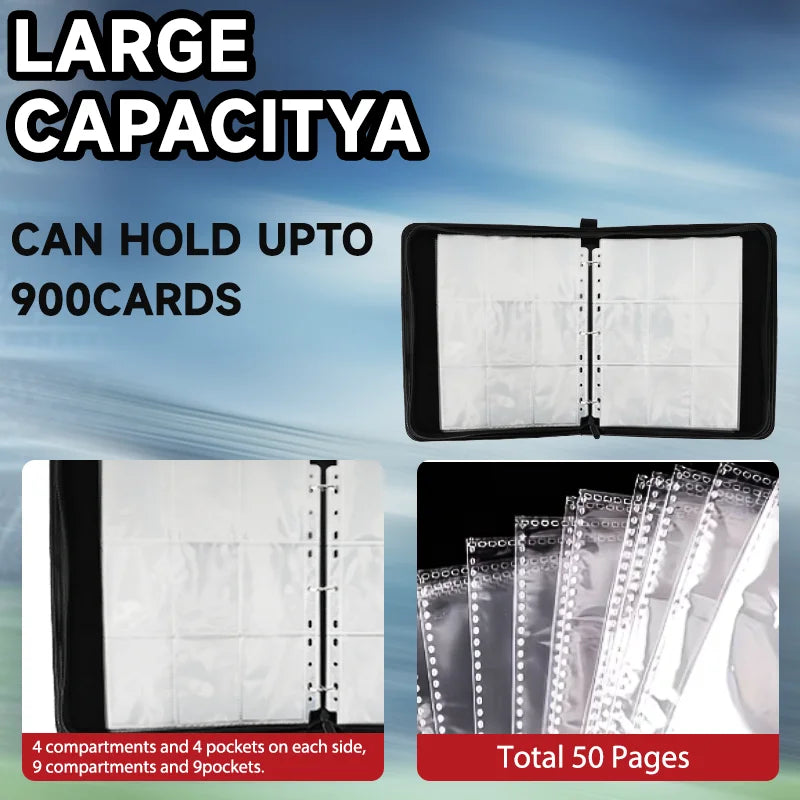 Sports Themed Card Binder Album With Protective Sleeves