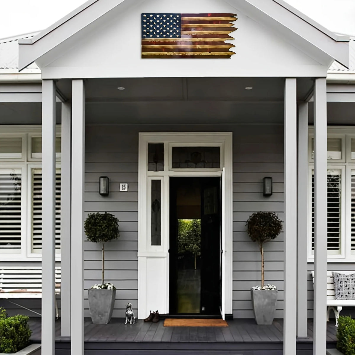 American Wavy Flag Wooden Independence Day Home Decoration