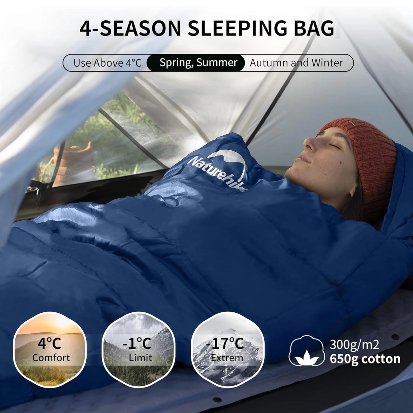 Naturehike Winter Warm Mummy Sleeping Bag For Adults Outdoor Camping
