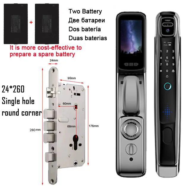 YKESDL Smart Door Lock Wifi Face Recognition Camera Intercom