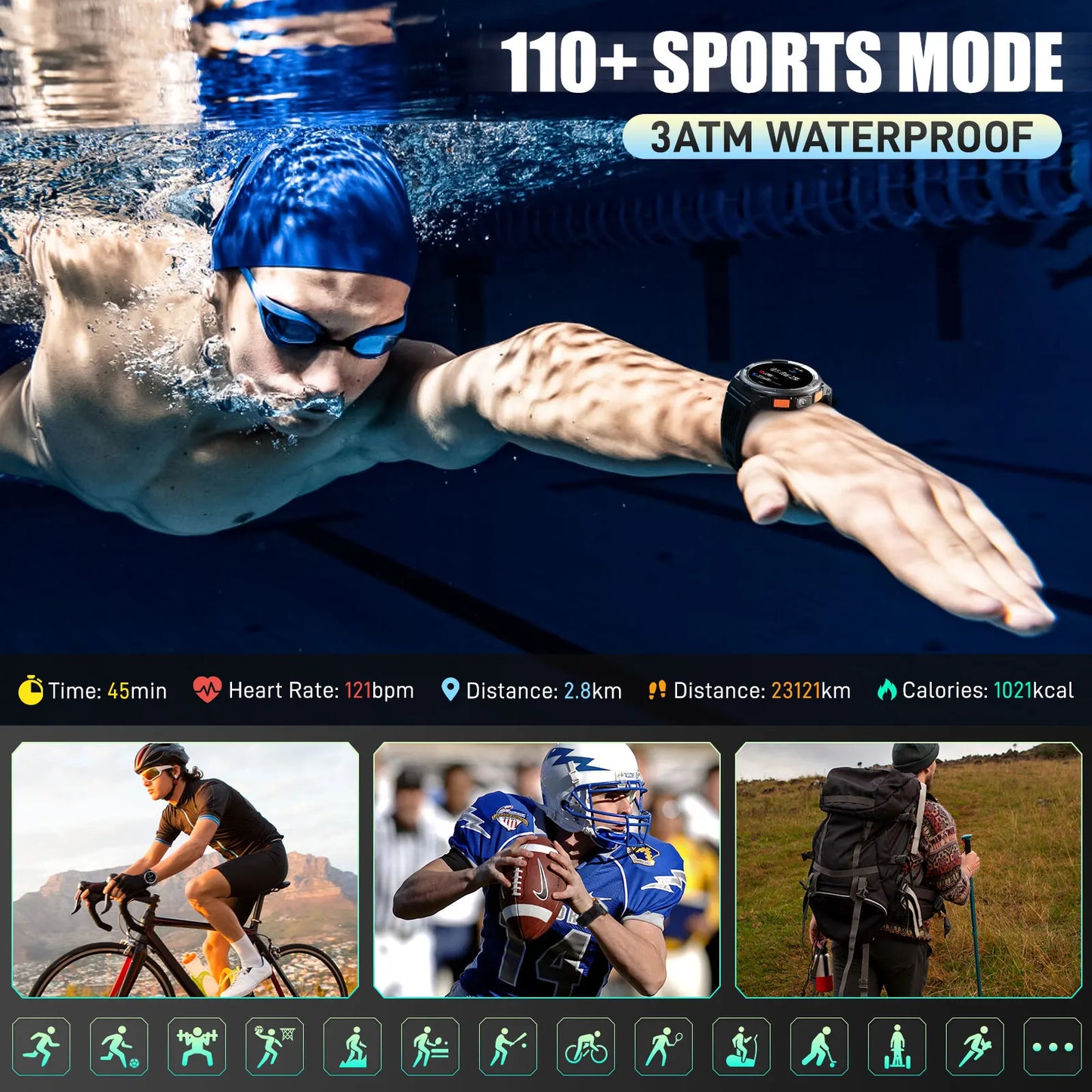 EIGIIS KE5 Smart Watch Featuring Compass Barometer Waterproof Sports Design