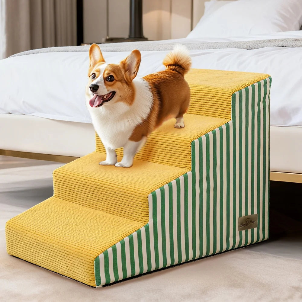 Foam Dog Stairs With Gentle Slope For Beds And Sofas