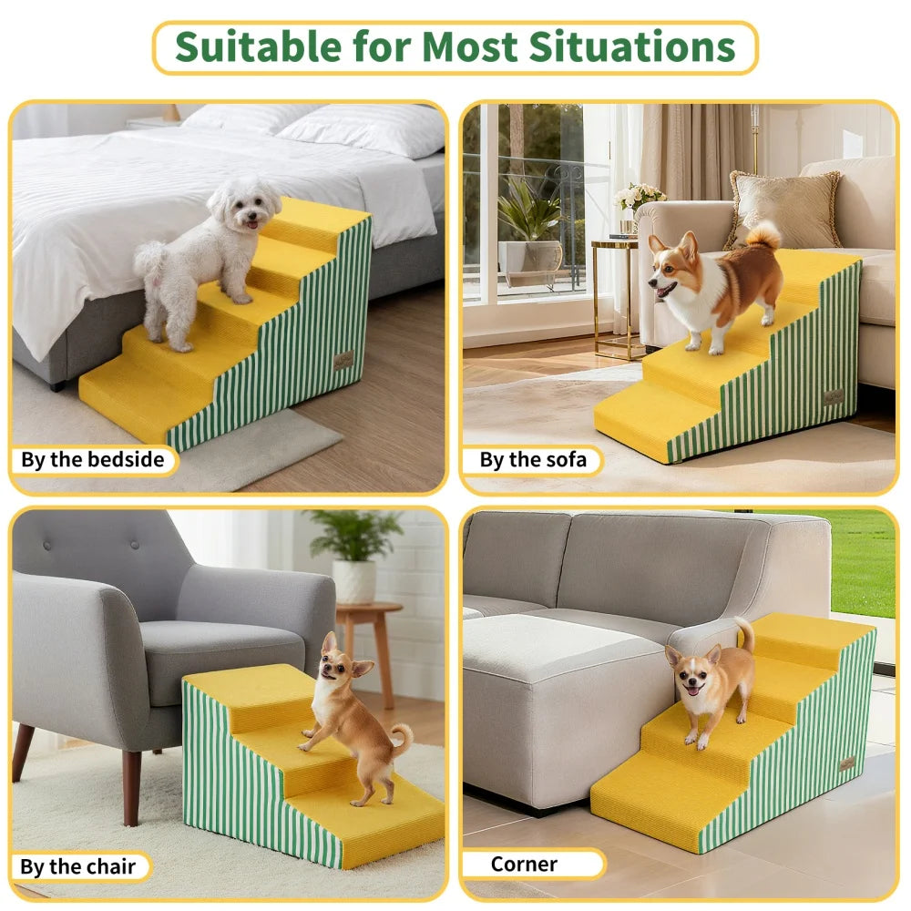 Foam Dog Stairs With Gentle Slope For Beds And Sofas