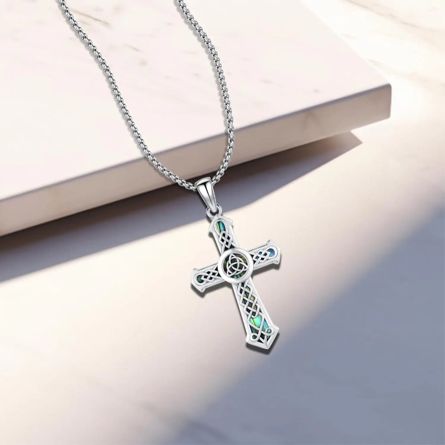 Drinsper 925 Celtic Cross Sterling Silver Pendant Necklace Amulet