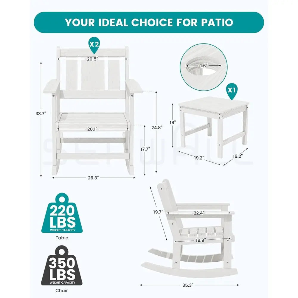 Commercial Grade Hdpe Outdoor Rocking Bistro Chair Set