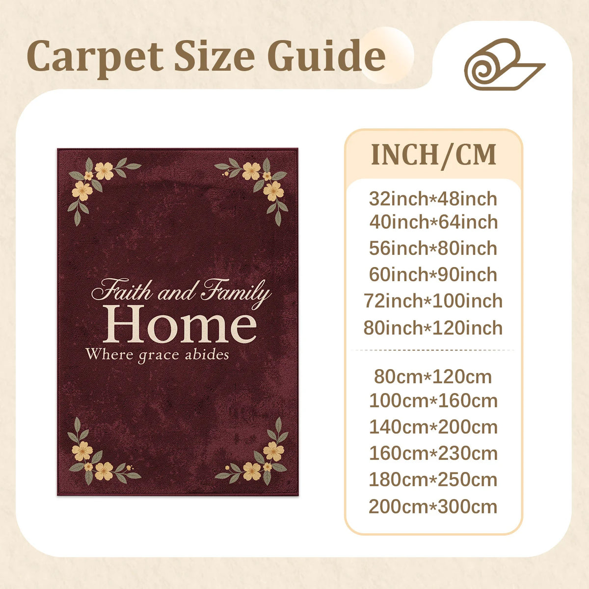 Faith Family Home Quote Velvet Floor Mat Machine Washable Rug