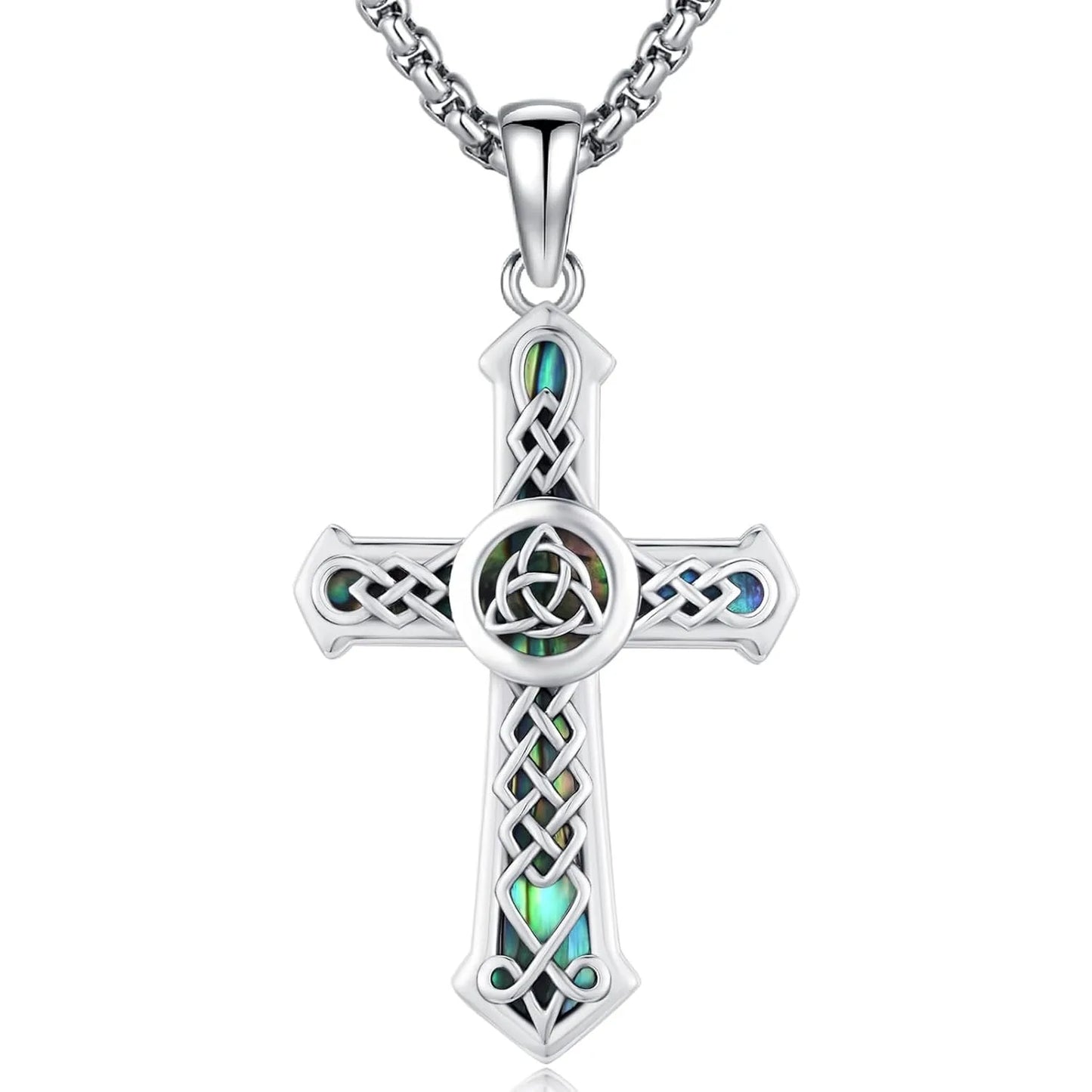 Drinsper 925 Celtic Cross Sterling Silver Pendant Necklace Amulet