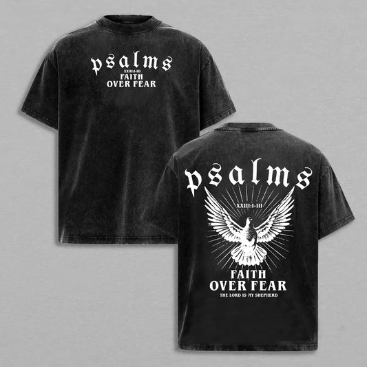 Cotton Faith Over Fear Christian Crewneck Shirt Bible Verse Print