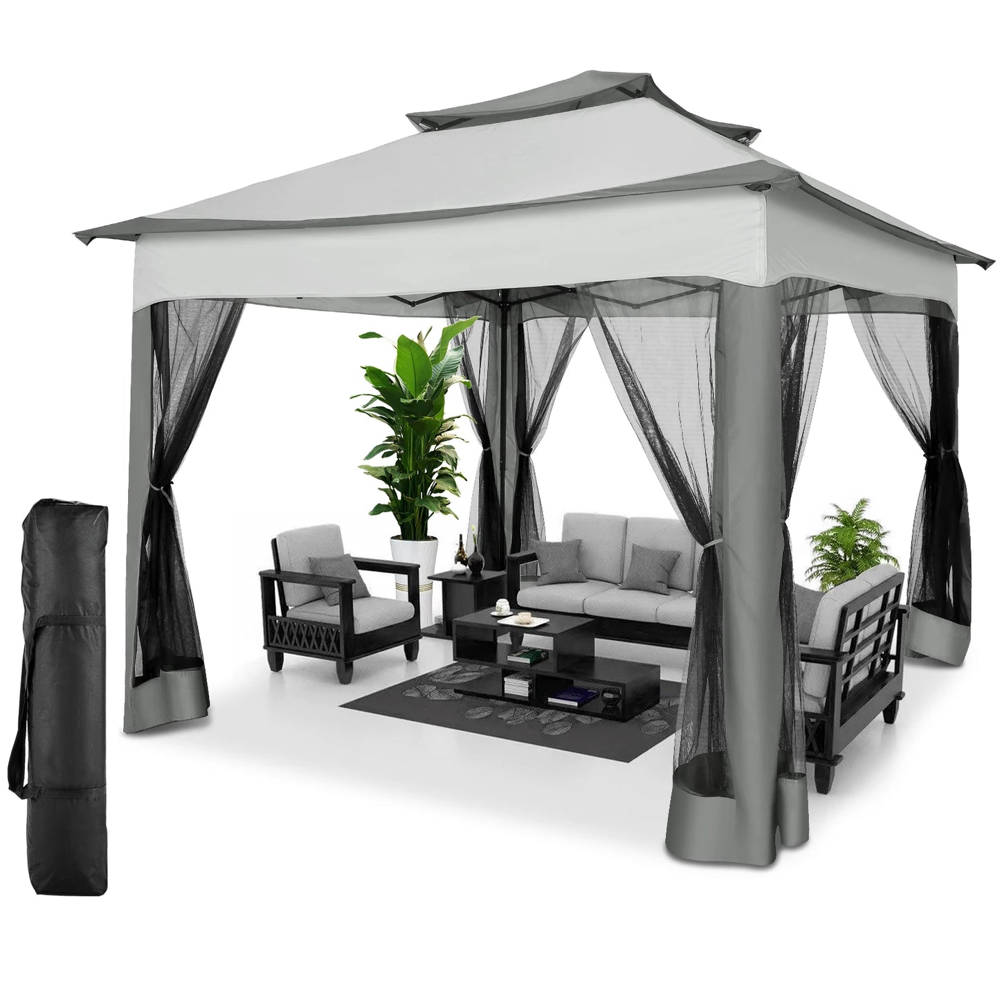 Tooluck Pop Up Gazebo Canopy Tent With Mosquito Netting