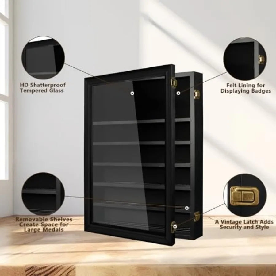 Military Challenge Coin Holder Wall Display Case Bamboo