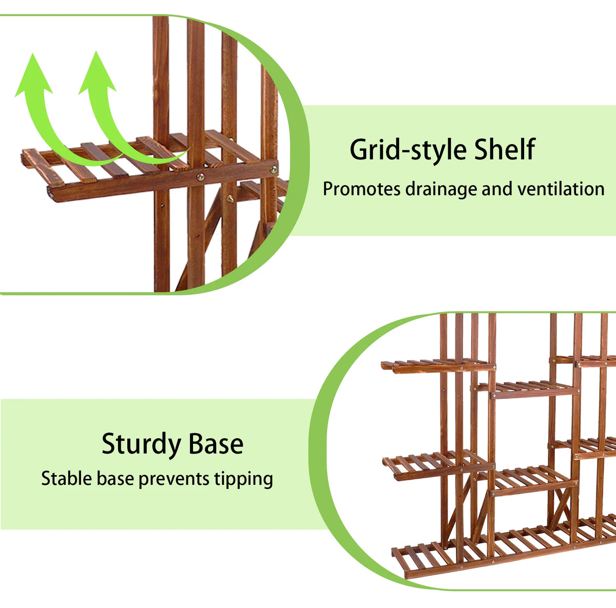Wisfor Wooden Multi Tier Plant Shelf Flower Pot Display Stand