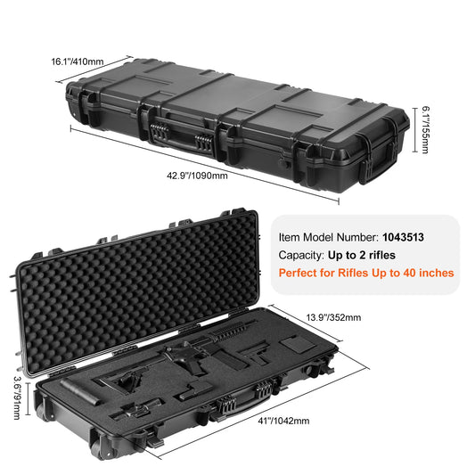 SucceBuy Portable Rifle Hard Case With Waterproof Protection
