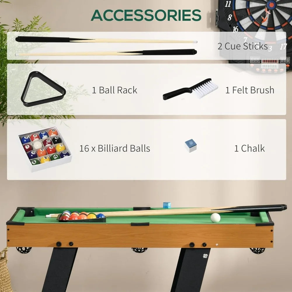 Soozier Foldable Billiards Table With Compact Pool Game Set