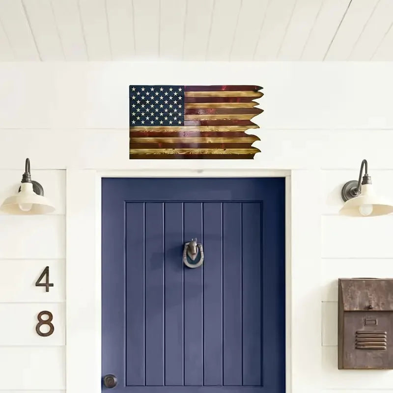 American Wavy Flag Wooden Independence Day Home Decoration